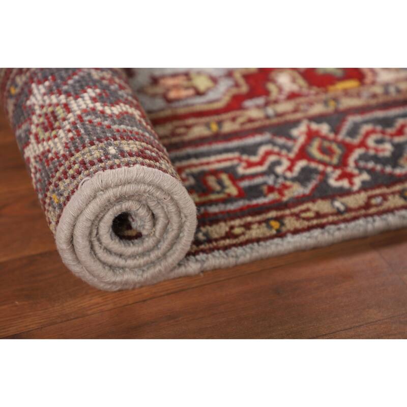 Geometric Heriz Serapi Indian Accent Rug Handmade Wool Carpet - 2'11" X 5'0"