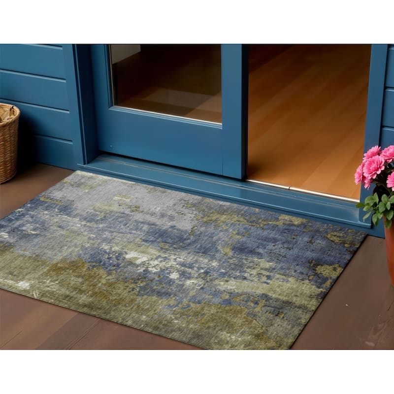 HomeRoots Abstract Transitional Rectangle Outdoor Rug - 3' x 5'