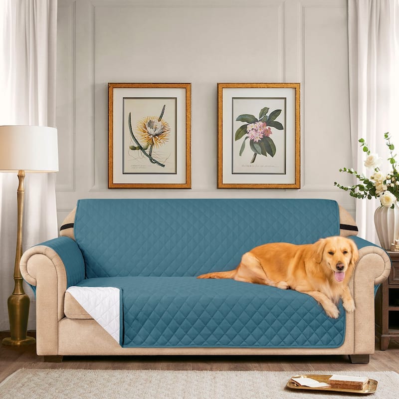Subrtex Reversible Sofa Couch Cover Quilted Slipcover Furniture Protector - XL Sofa - Blue