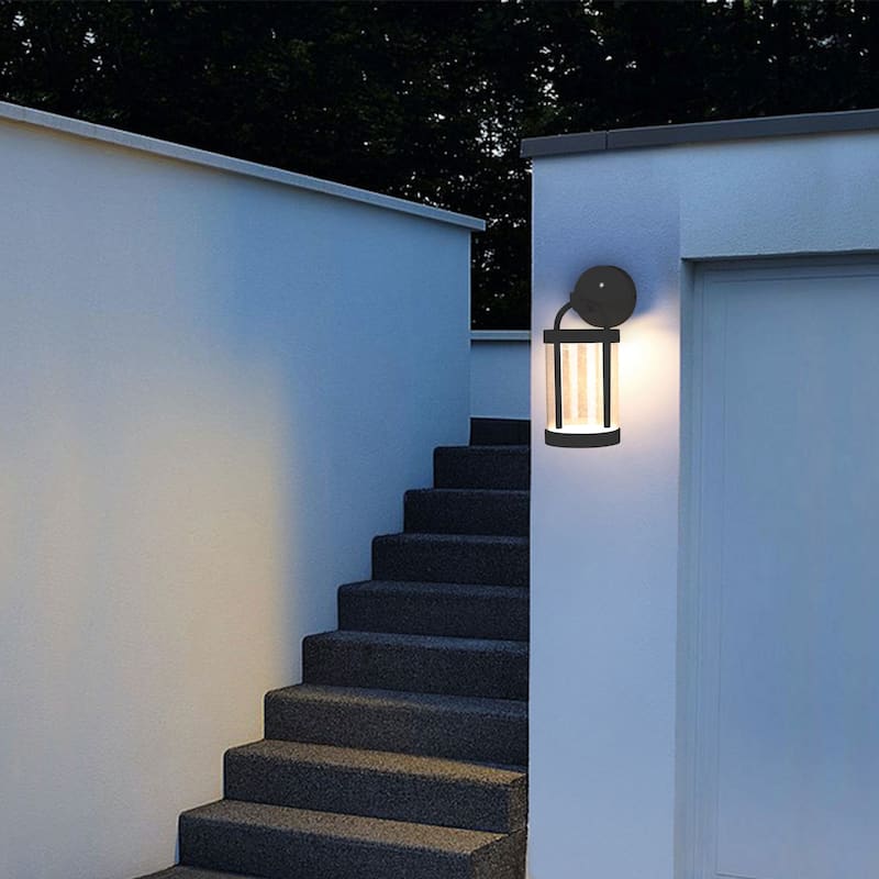 Dusk to Dawn Sensor Outdoor Wall Lights; Aluminum Exterior; Fixture Wall Sconce - black
