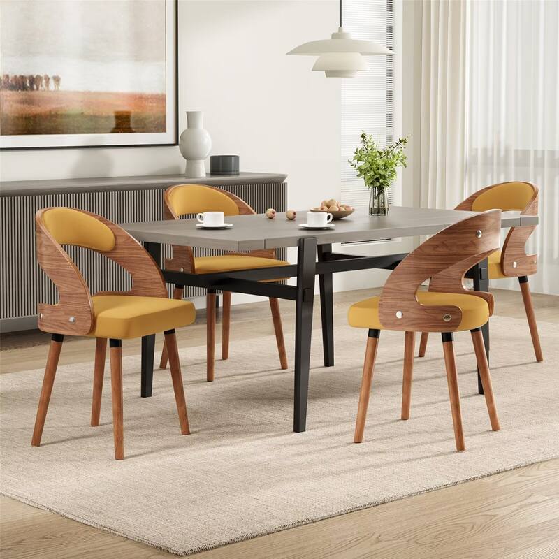Modern Upholstered Dining Chairs with Curved Backrest (Set of 2)