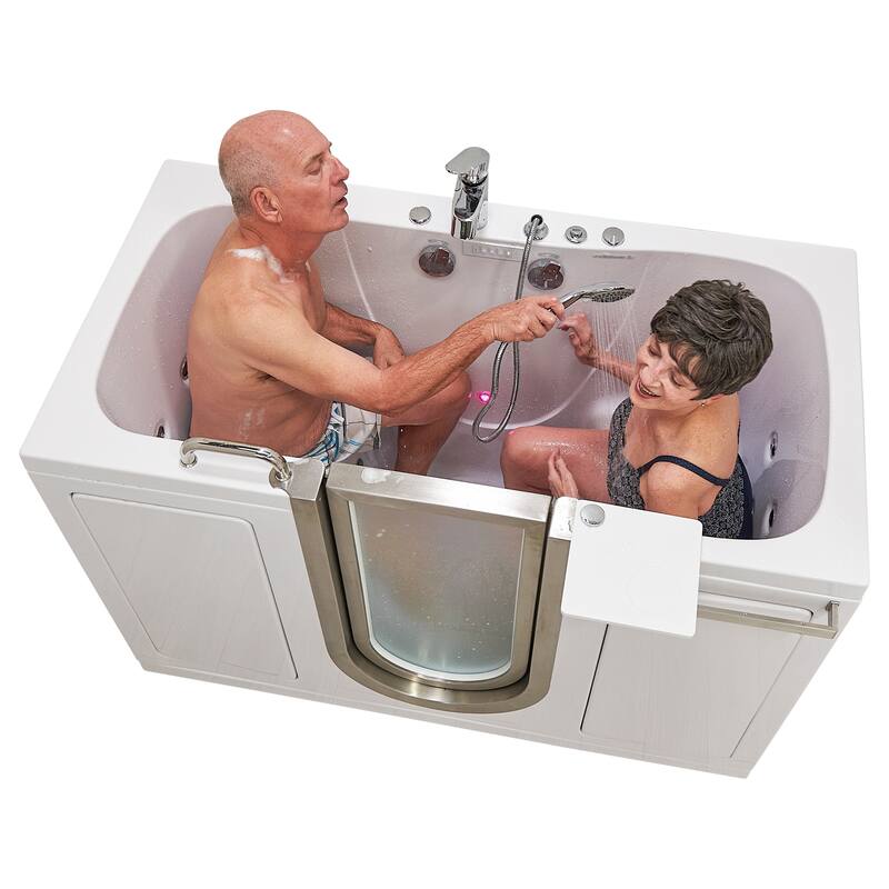 Ella Companion 32"x60" Air, Hydro, & Independent Foot Massage Acrylic Two Seat Walk-In-Bathtub, Inward Swing, Fast Fill Faucet - Triple Massage - Standard