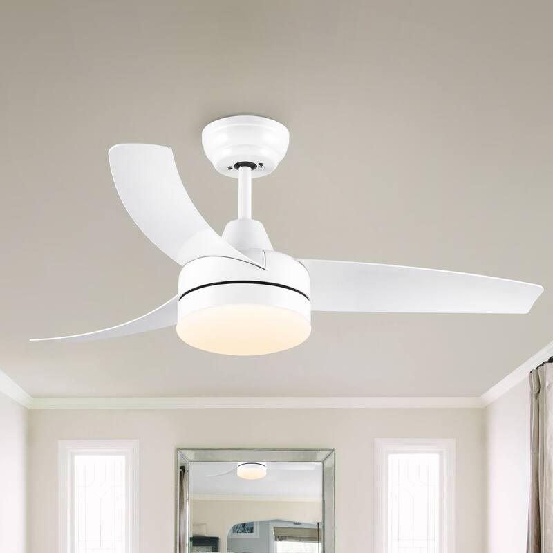 42 in. Black modern Ceiling Fan with Light and Remote Control, Reversible DC Motor - 42 Inches - Whtie