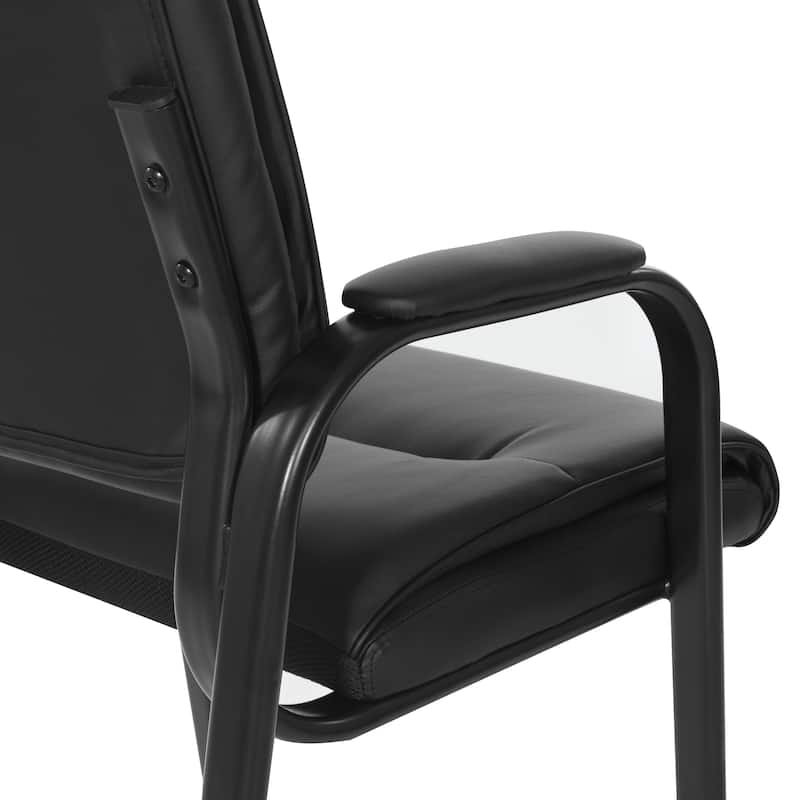 Guest Chair in Faux Leather and Black Finish Frame
