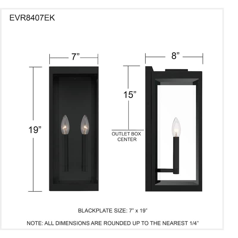Eastover 2-Light Earth Black Outdoor Wall Lantern