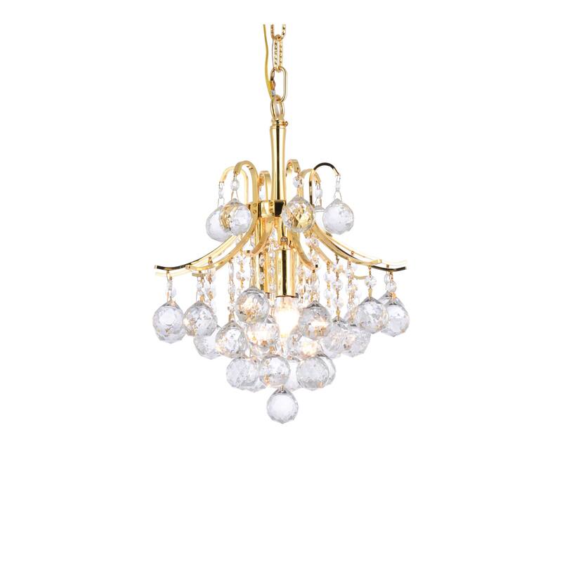 Elegant Lighting V8000D12/RC Toureg 3 Light 12" Wide Crystal Pendant - Gold