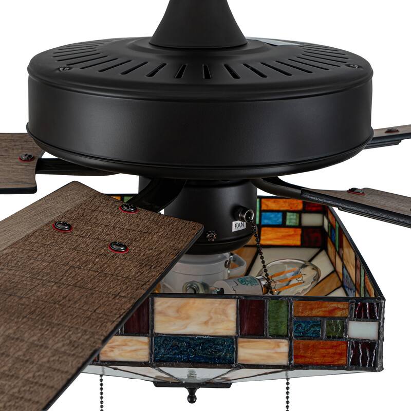Reid River of Goods 5-blade 52-inch Indoor Tiffany-style Ceiling Fan with Shade and Remote Control