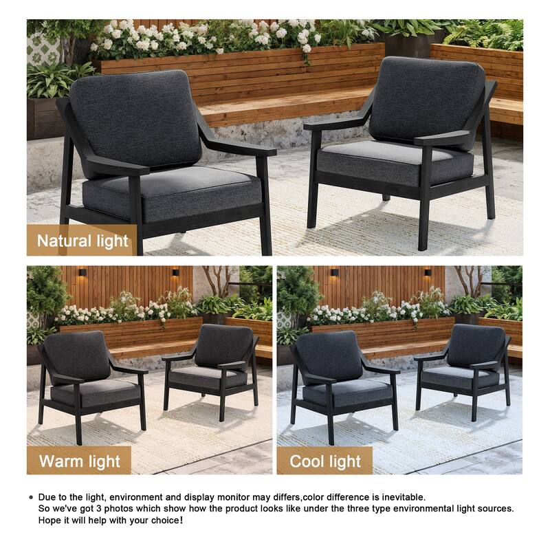 Solid Wood Outdoor Arm Chair Loveseat with Cushion