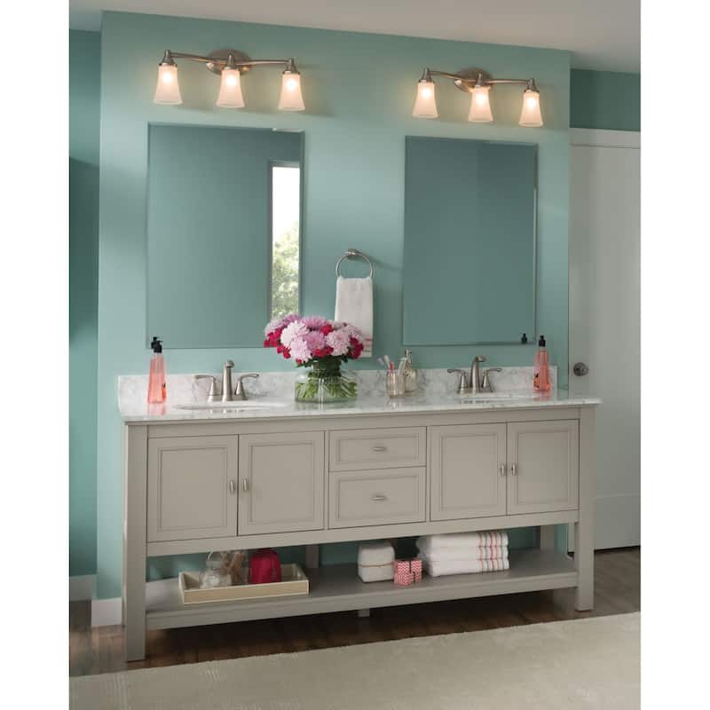 Moen 3 Light Bathroom Sconce with Frosted Shades from the Eva