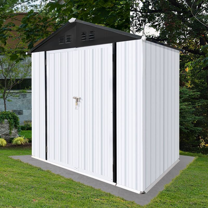 GDFStudio - Ethan Parker Sturdy and Spacious 4x6 FT Metal Outdoor Storage Shed with Apex Roof - 4ftx6ft