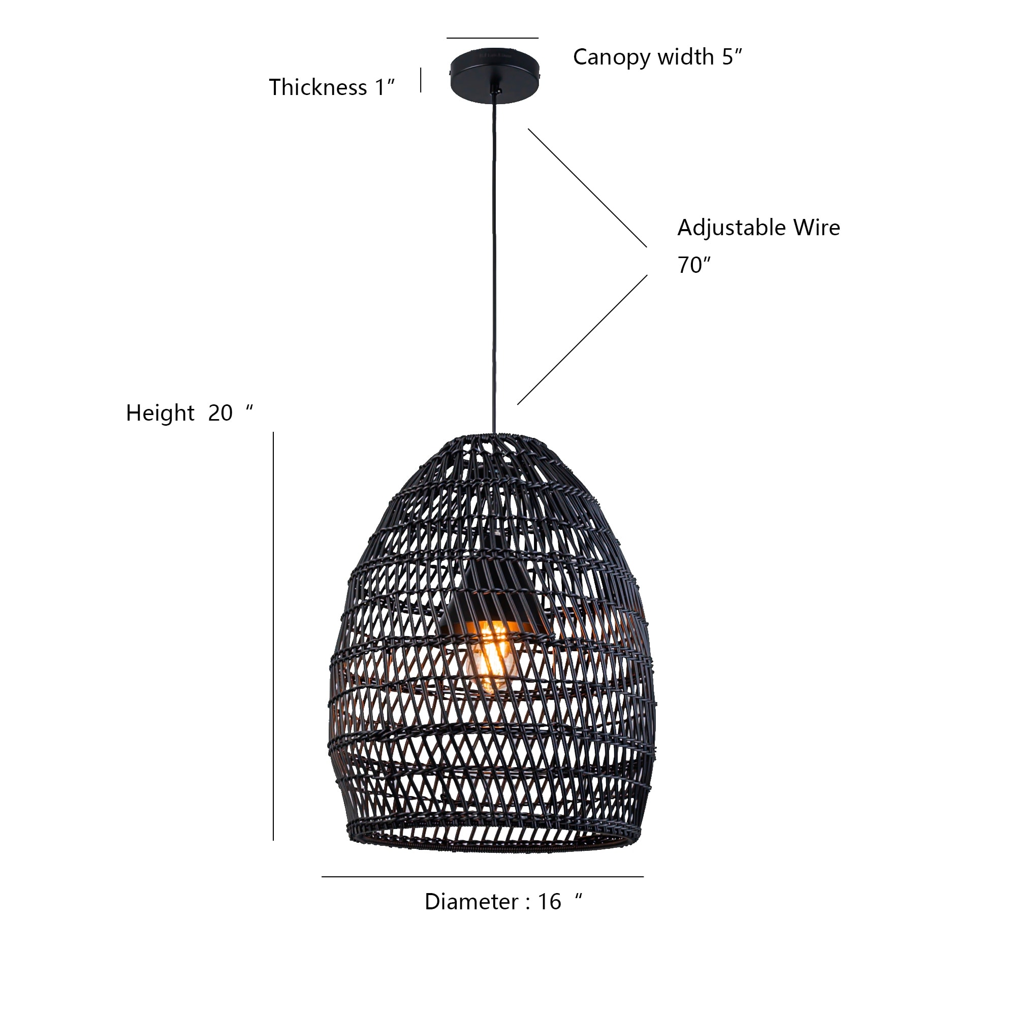 1-Light Outdoor Wicker Rattan Pendant Light - On Sale - Overstock