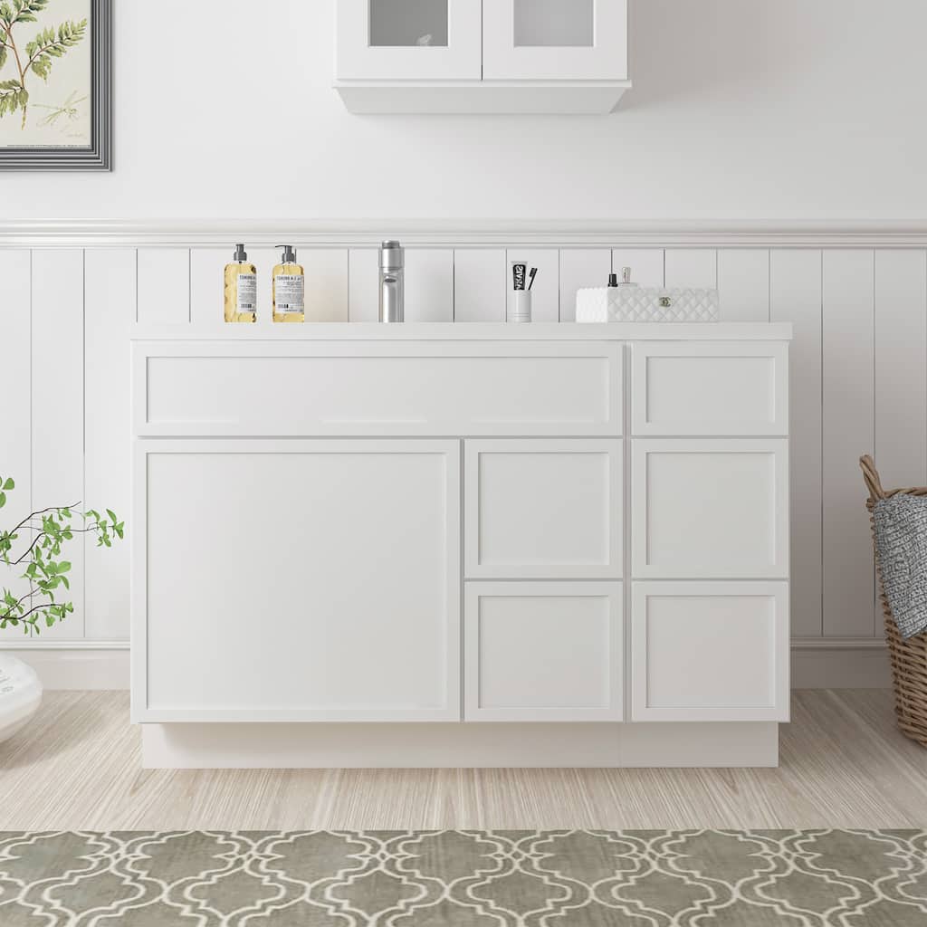 Vanity Art 48" Birch Freestanding Bathroom Vanity Cabinet without Top