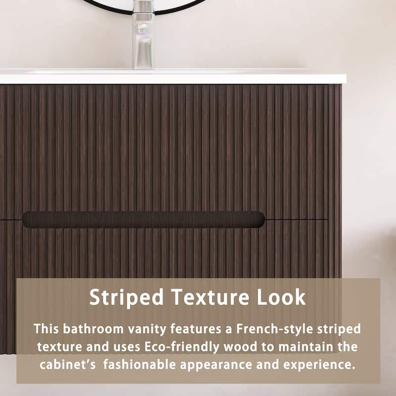 Emma 30 inch Wall-Mounted Bathroom Vanity Set with Integrated Ceramic Sink - 30"x18"x20"