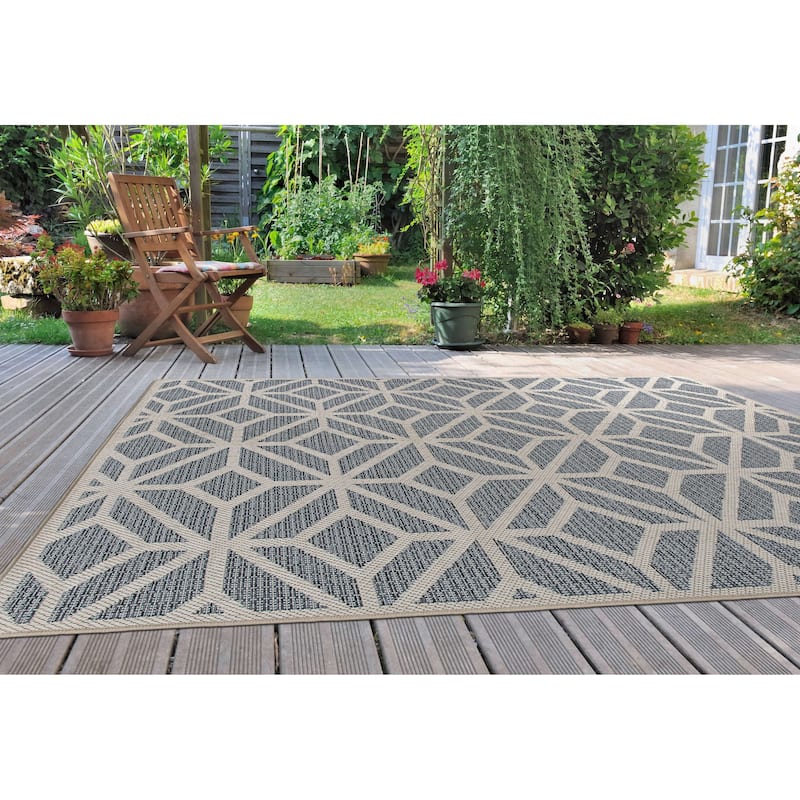 World Rug Gallery Modern Contemporary Geometric Indoor/Outdoor Area Rug