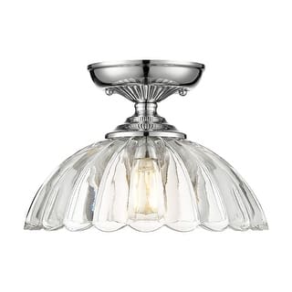 Golden Lighting Audra 1-light 12in Semi-Flush Mount in Chrome - Pewter - 1-Light Semi-flush