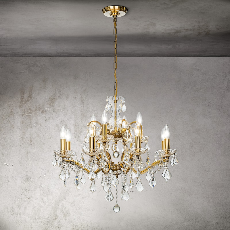 CraftHome 5/12 Light Classic/Traditional Candlestick Chandelier with Crystal Accent - W 26"