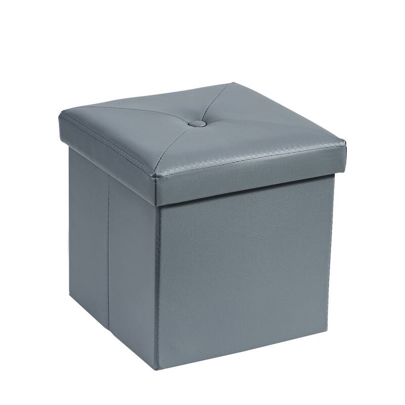 Folding Storage Ottoman, Foot Rest Stool Footstool, Leather Tufted Ottoman, Small Ottoman Cube for Living Room Bedroom Dorm