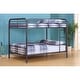 preview thumbnail 7 of 9, Full over Full Bunk Bed Metal Bunk Bed Frame with Ladder & Guardrails