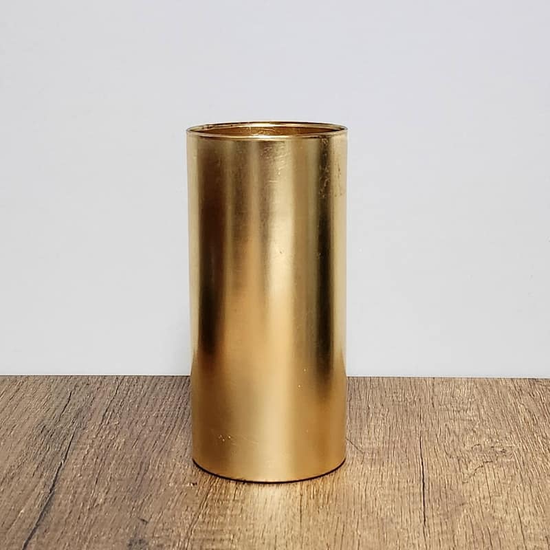 GILT 7" Glass Cylinder Vase - Gold