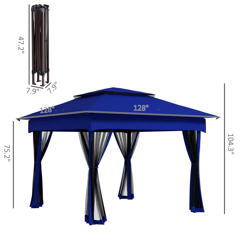 11' x 11' Pop Up Canopy, Outdoor Patio Gazebo Shelter with Removable Zipper Netting, Instant Event Tent w/ 114 Square Feet