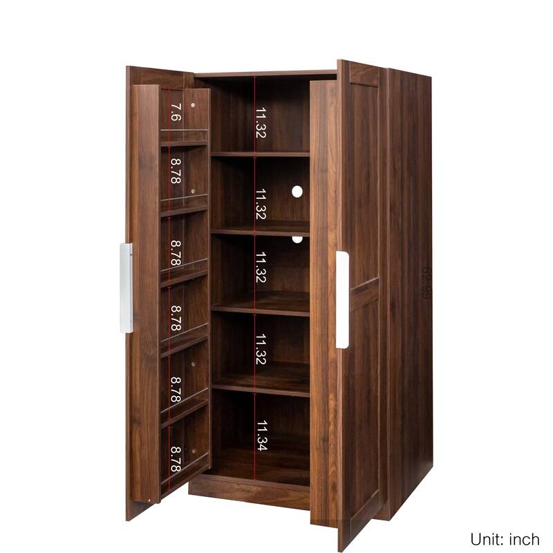 Double Door Pantry Cabinet, Freestanding Buffet Cupboards Sideboard w/ Shelves, Kitchen Pantry Storage Cabinet for Dinning Room