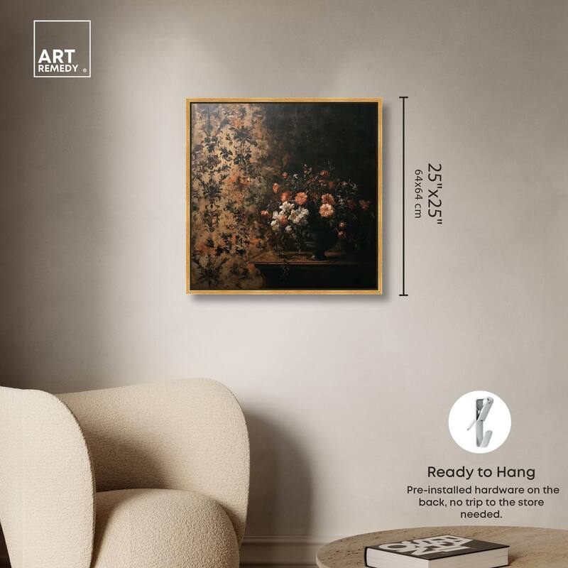 Dark Floral Elegance Canvas by Art Remedy