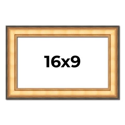 16x9 Frame Gold Plein Aire Solid Wood Picture Frame Width 2 Inches |