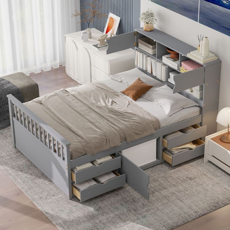 Versatile Platform Bed Frame with Abundant Storage and Stylish Design
