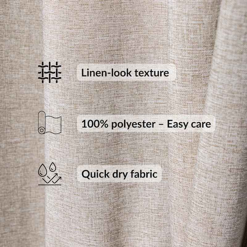 Extra Long Shower Curtain Taupe Linen Look 71 x 79 inches