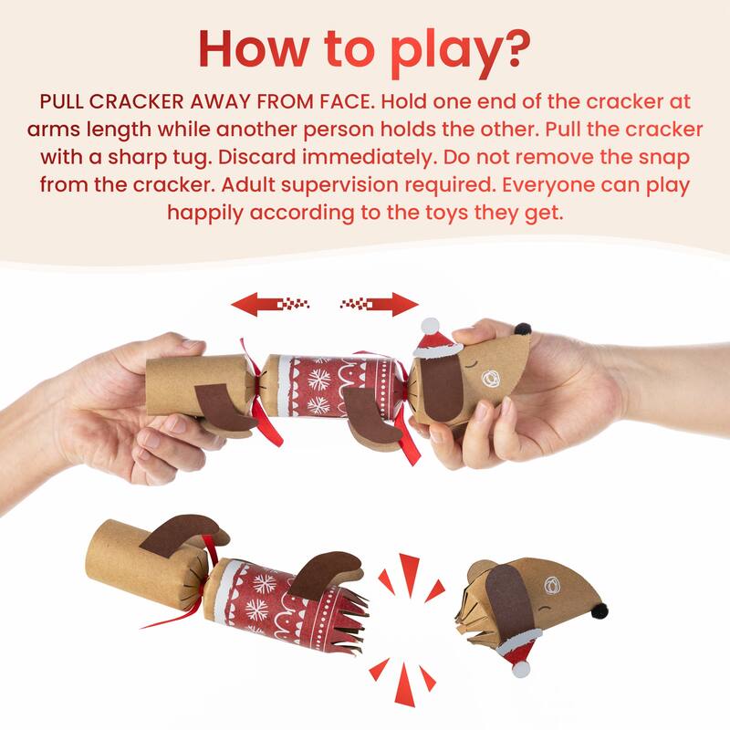 Glitzhome 12 Pack Christmas Dogs Party Cracker with Gift Contents