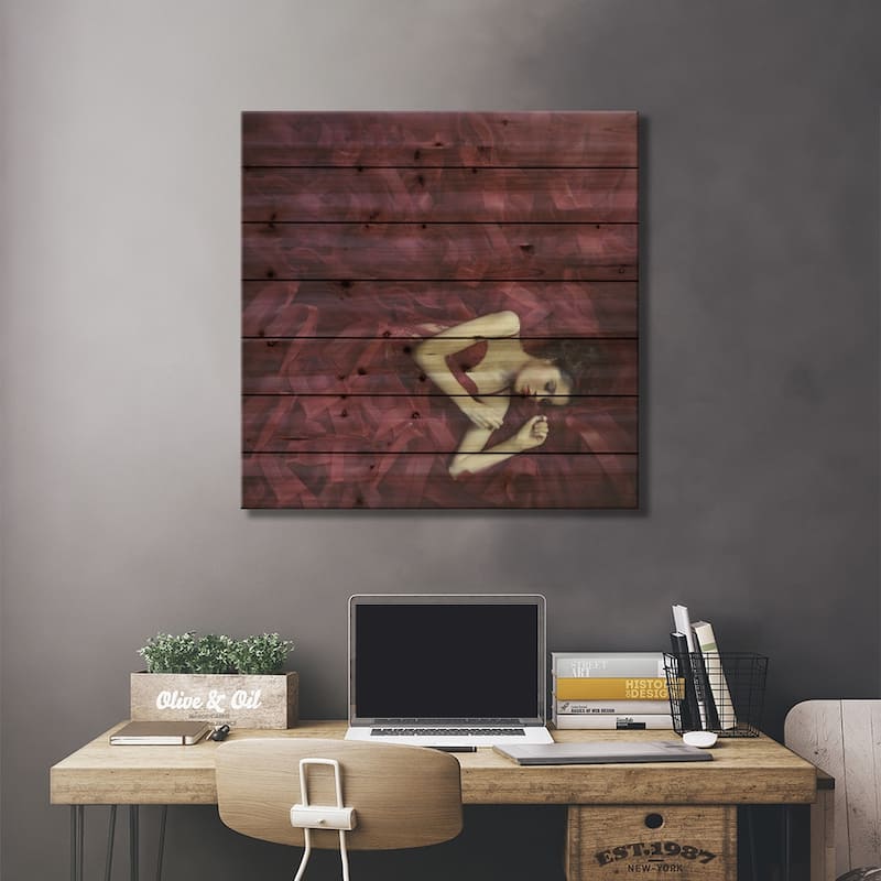 Red Blossom Print On Wood by hardibudi - Multi-Color