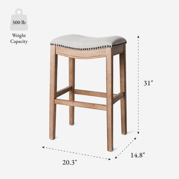 dimension image slide 4 of 11, Maven Lane 31" Adrien Saddle Kitchen Bar Height Stool - N/A