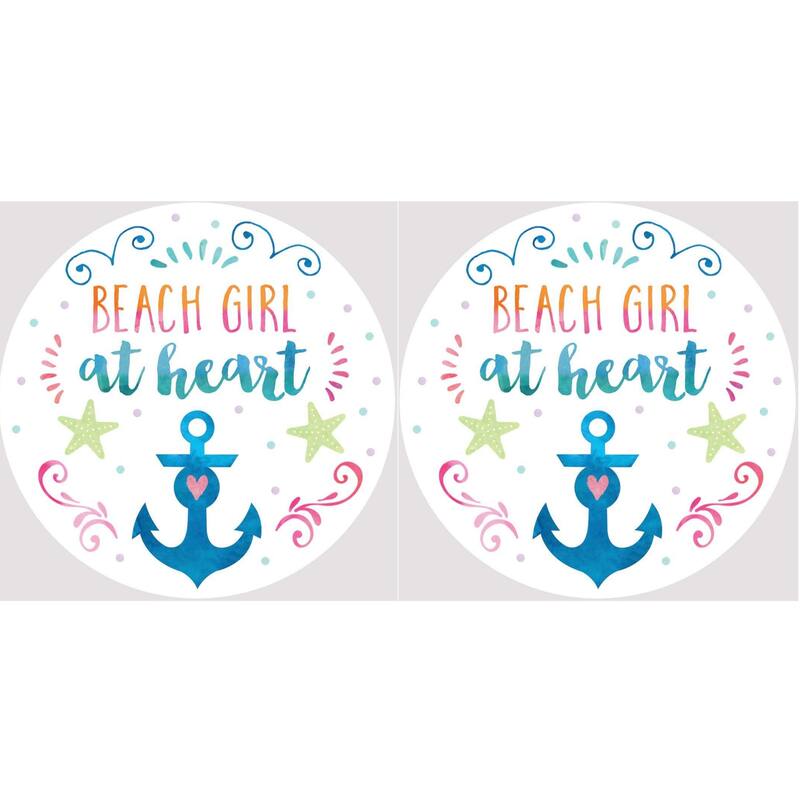 Beach Girl At Heart Car Coasters Set of 2 - Multi
