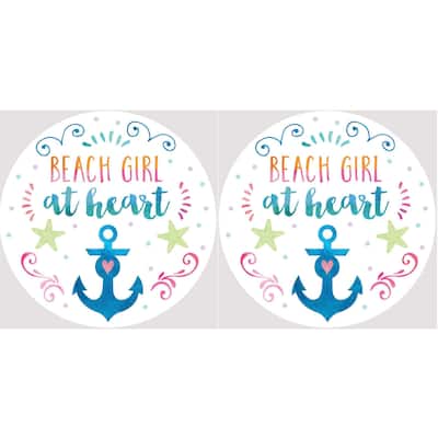 Beach Girl At Heart Car Coasters Set of 2 - Multi