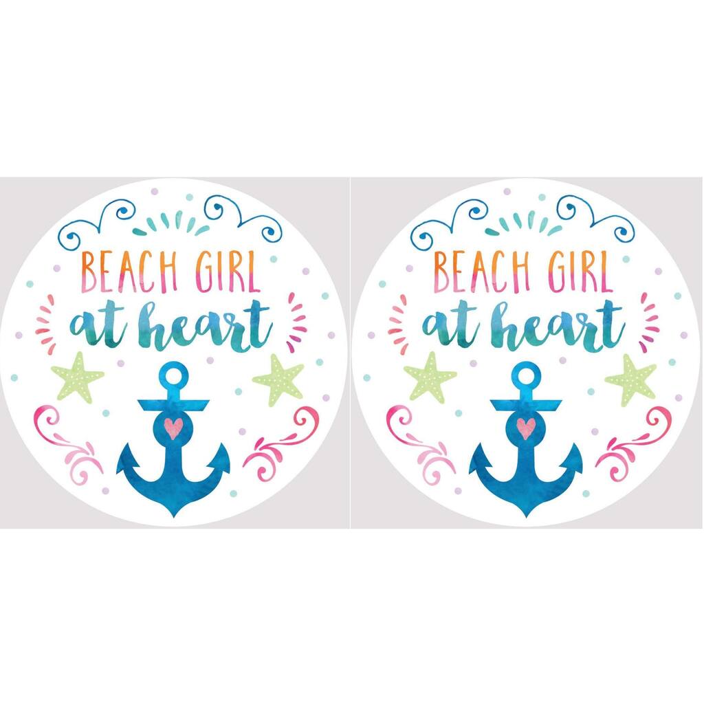 Beach Girl At Heart Car Coasters Set of 2 - Multi