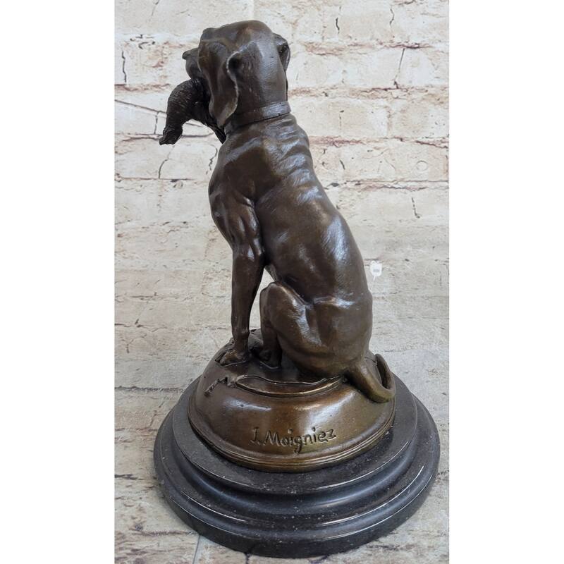 Moigniez Labrador Hunting Dog Duck Bronze Figurine Art Deco Animal Figure Decor