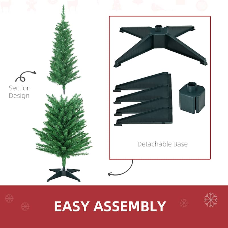 HOMCOM 5' Artificial Pencil Christmas Tree, Slim Xmas Tree with 294 Realistic Branch Tips and Plastic Stand, Blue - 4.91 ft