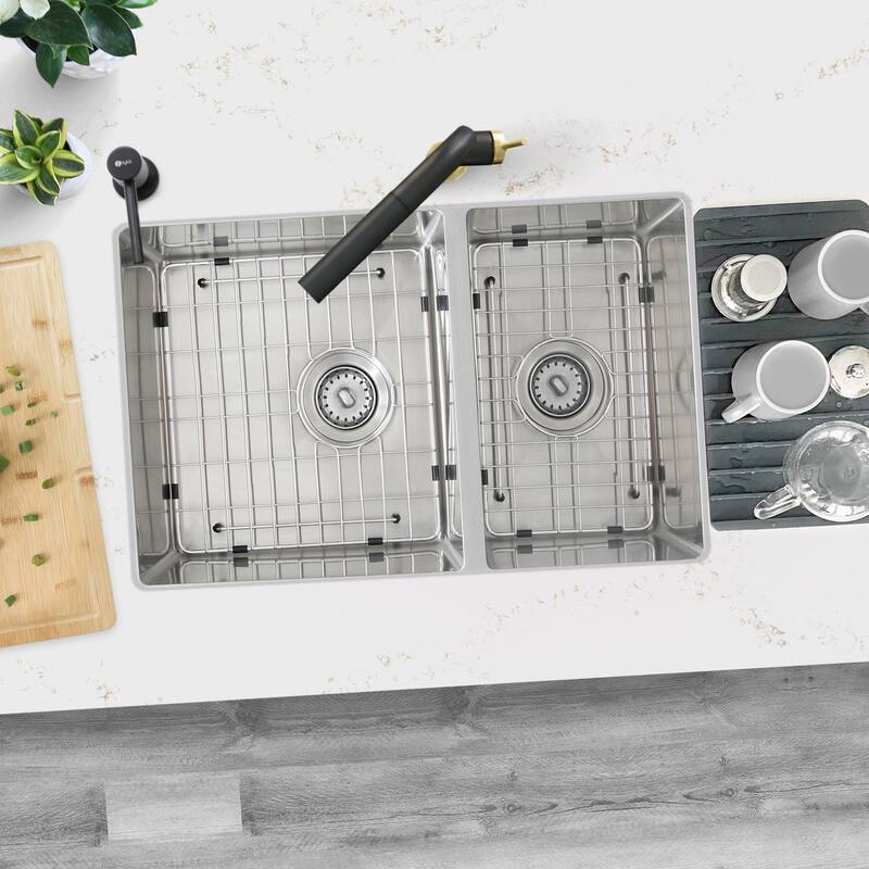Undermount 28" Stainless Steel Double-Bowl 60/40 Kitchen Sink S-403G - 28" x 18" x 9"