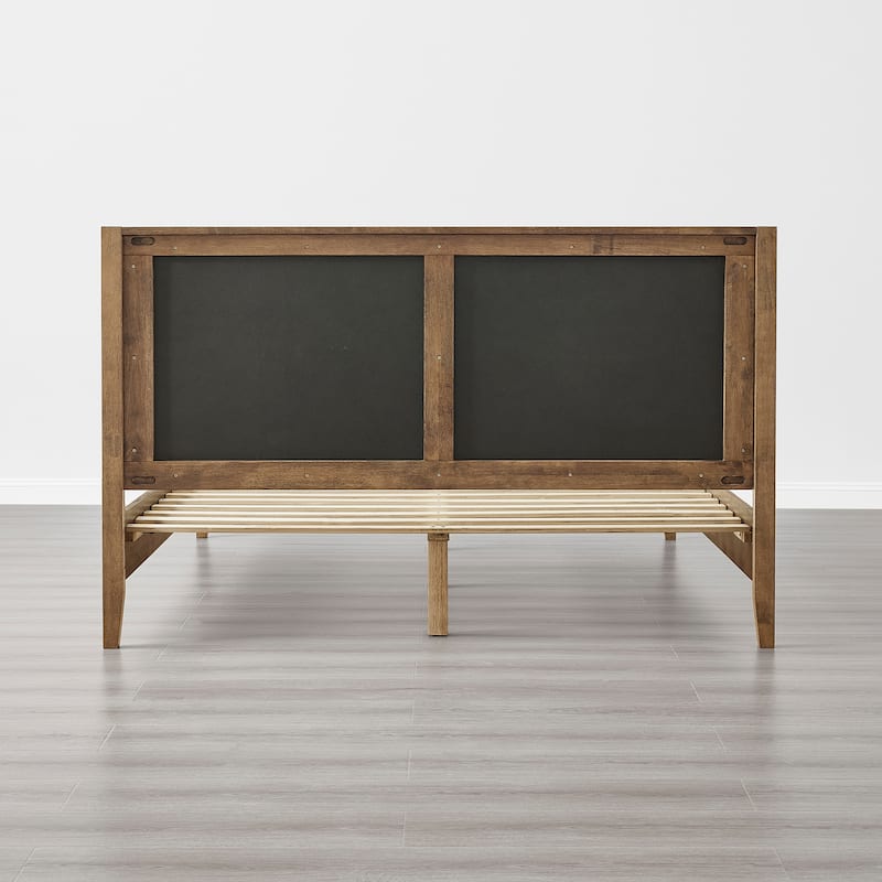 Spruce & Spring Modern Bouclé Platform Bed with Upholstered Headboard & Solid Wood Frame