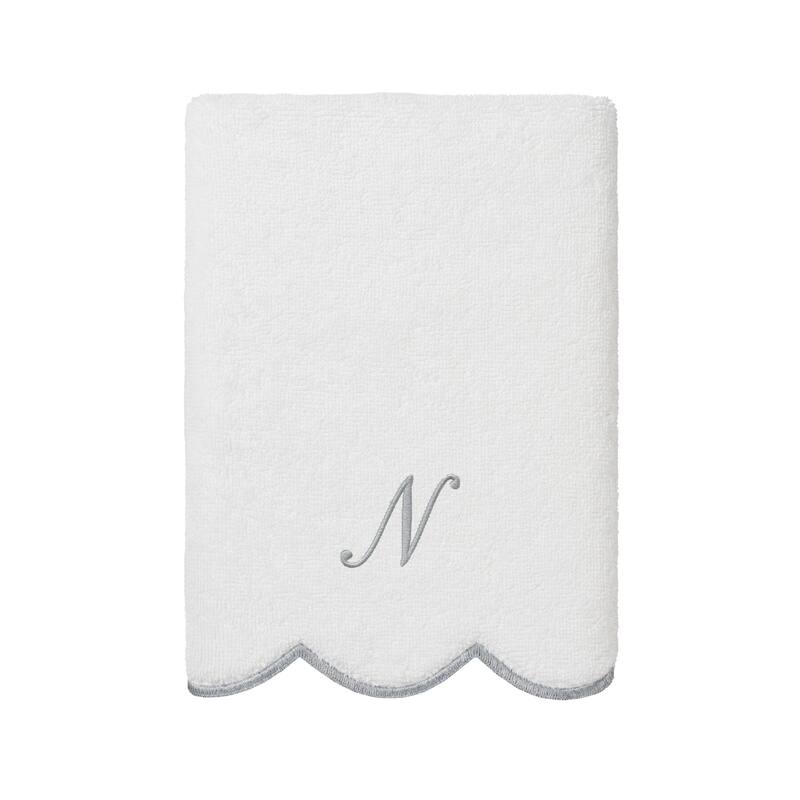Authentic Hotel and Spa 100% Turkish Cotton Grey ADORNIA Scallop Personalized 3 Piece Towel Set - 3 Piece Set