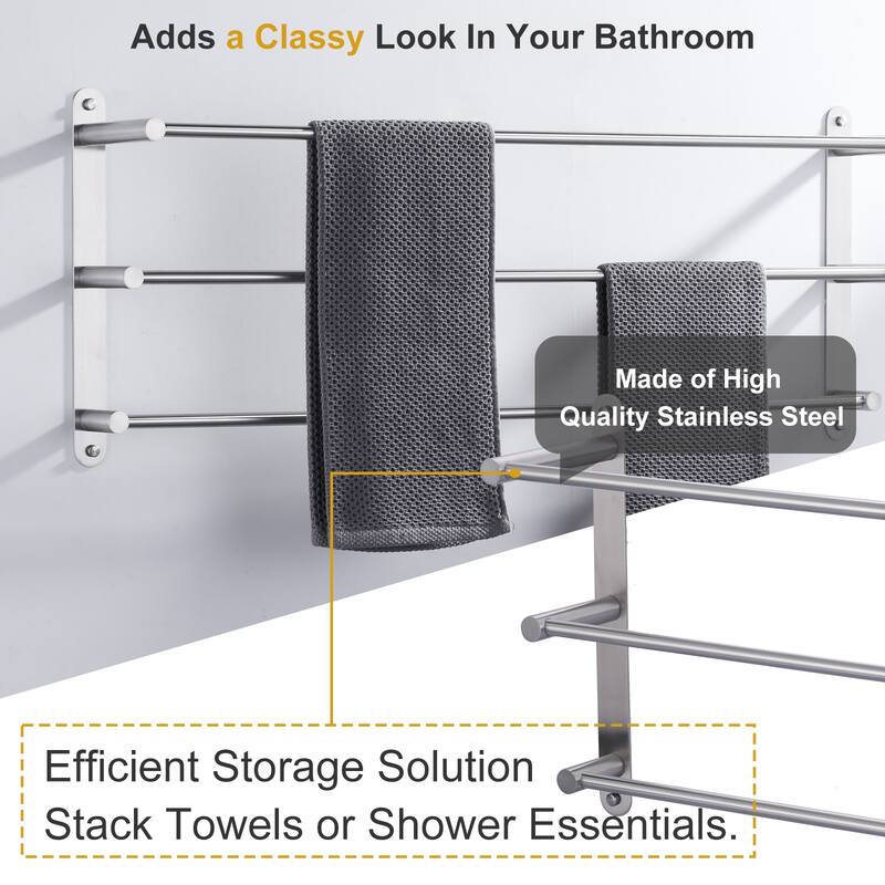 WOWOW 3-Tier Wall Mounted Towel Rack in Brushed Nickel