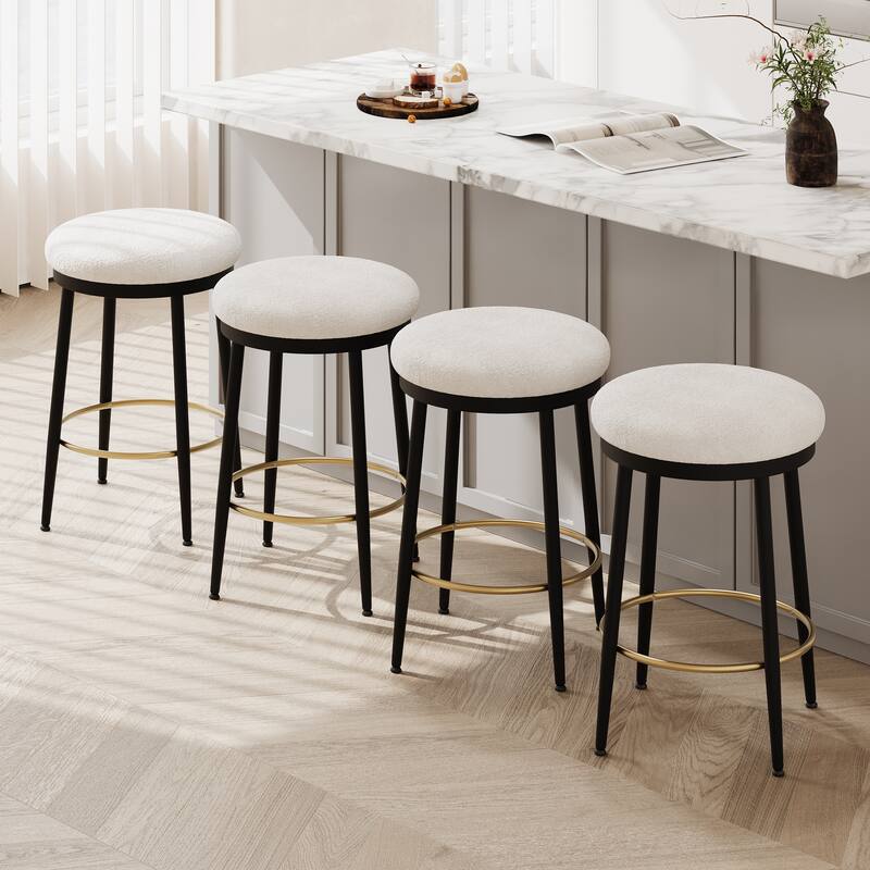Roomfitters Modern Counter Stools, Set of 2 Bar Height Chairs with Iron Frame, Cushioned Seat and Footrest