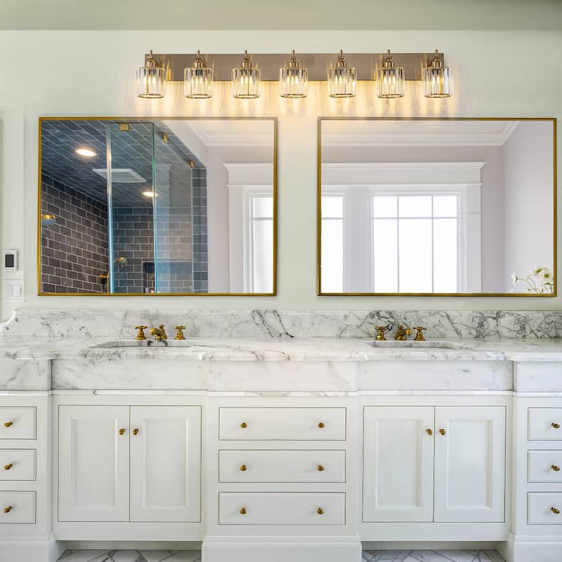 Mid-Century Modern Dimmable Bathroom Vanity Light Crystal Glass Wall Sconce