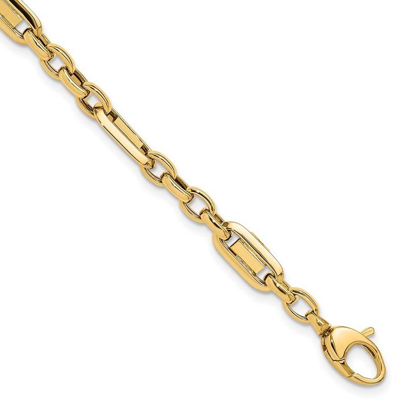 Curata 14k Yellow Gold Hollow Polished Fancy Link Bracelet 7.5 Inch