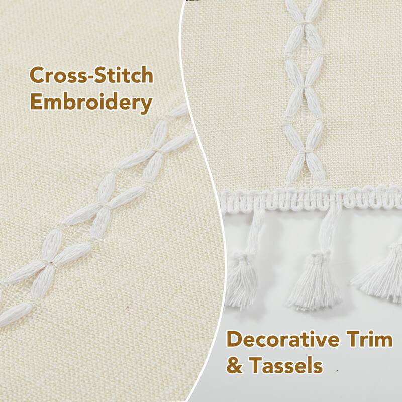 Deconovo Boho Sheer Curtain with Tassels & Embroidery 1 Panel