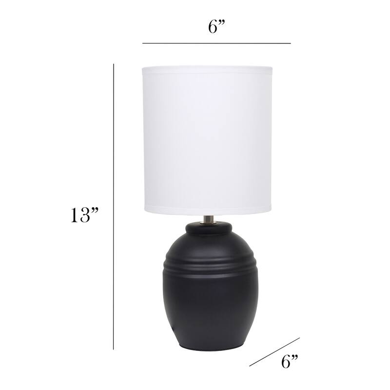 Mini Classic Jar Ceramic Table Lamp with White Drum Shade - 19.5" - Black