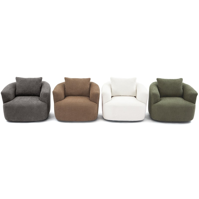 Chenille Upholstered Swivel Barrel Sofa Chair