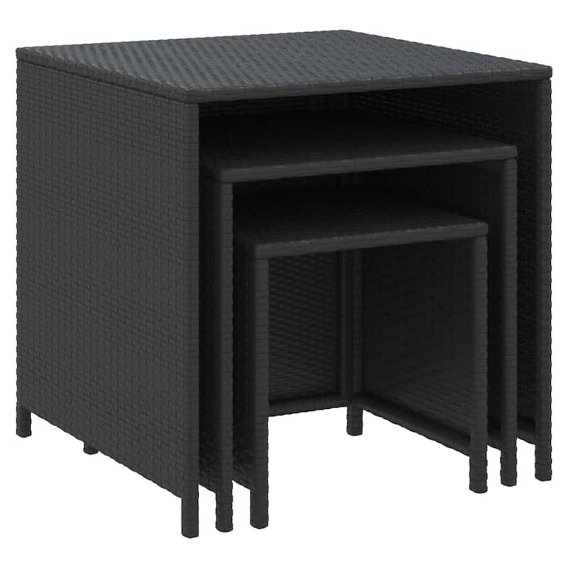vidaXL Nesting Tables 3 pcs Brown Poly Rattan - 23.6" x 21.3" x 23.6"