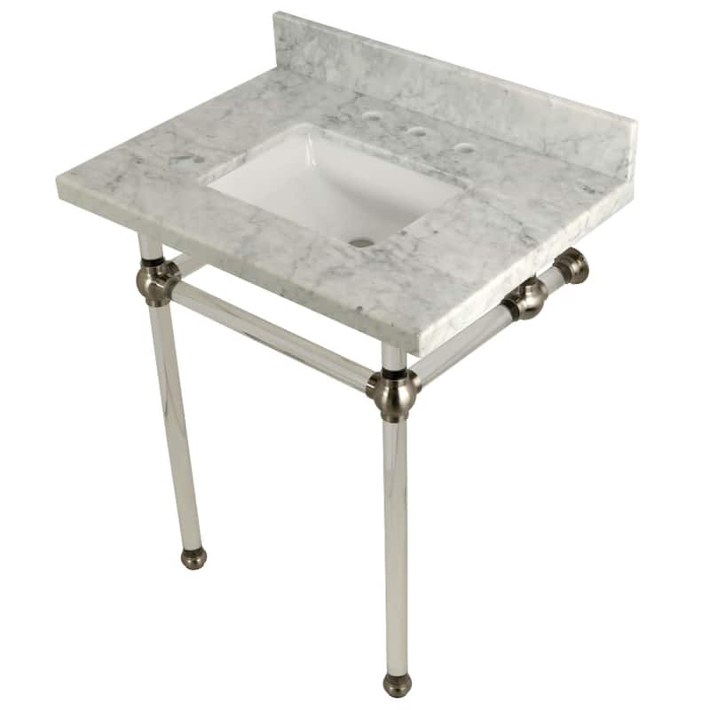 Kingston Brass Templeton 30" Rectangular Marble Wall Mounted Bathroom - Carrara Marble / Brushed Nickel