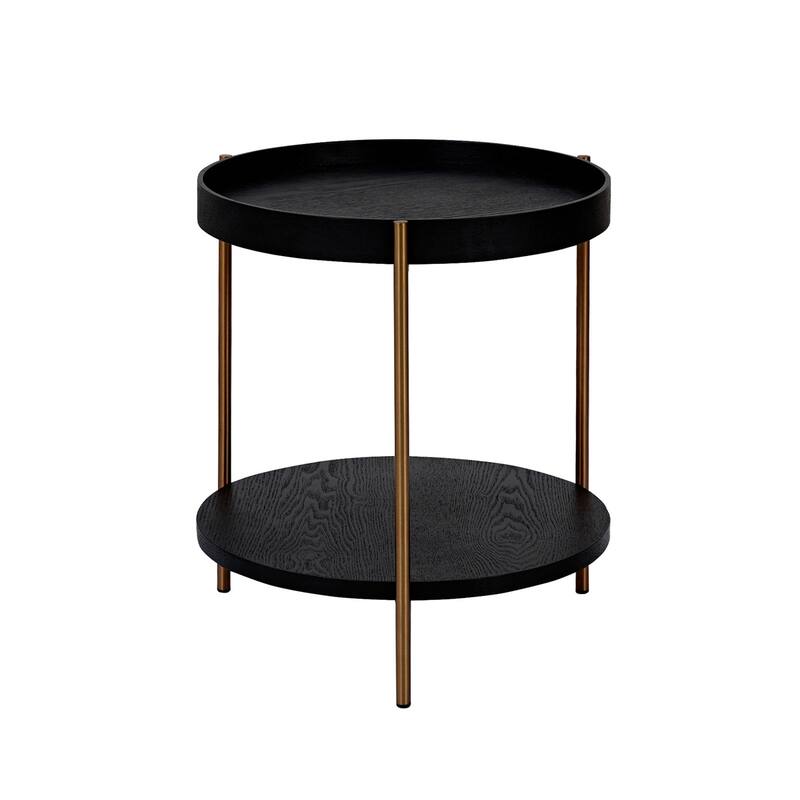 2-Piece 2 tier Round Coffee Table Set,Easy Assembly Nesting End Tables